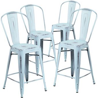 Emma And Oliver Commercial Grade 4 Pack 24" High Metal Indoor-outdoor Counter Height Stool