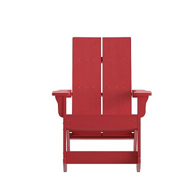 Emma and Oliver Set of 2 Poly Resin Adirondack Rocking Chairs with All Weather Materials