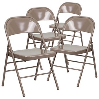 Emma and Oliver 4 Pack Triple Braced & Double Hinged Metal Folding Chair