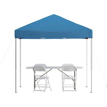 Emma and Oliver Outdoor Event/Tailgate Set with Pop Up Event Canopy with Carry Bag, Bi-Fold Table and 4 Folding Chairs