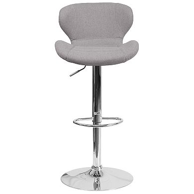 Emma and Oliver 2 Pack Contemporary Vinyl Adjustable Height Barstool with Curved Back and Chrome Base