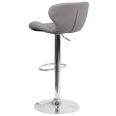 Emma and Oliver 2 Pack Contemporary Vinyl Adjustable Height Barstool with Curved Back and Chrome Base