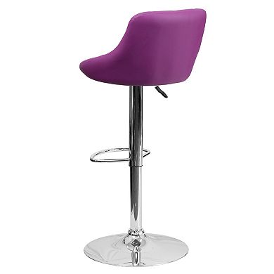 Emma and Oliver 2 Pack Contemporary Vinyl Bucket Seat Adjustable Height Barstool with Diamond Pattern Back and Chrome Base