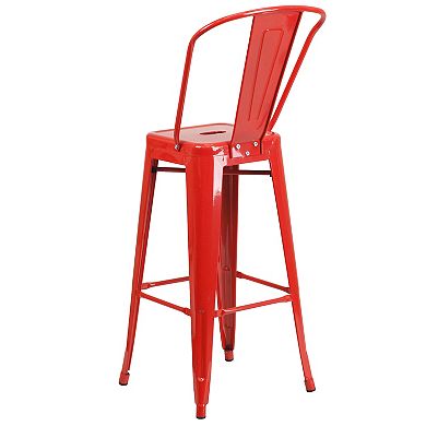 Emma and Oliver Commercial Grade 4 Pack 30" High Metal Indoor-Outdoor Barstool with Back