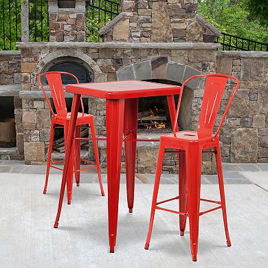 Emma and Oliver Commercial Grade 4 Pack 30" High Metal Indoor-Outdoor Barstool with Back