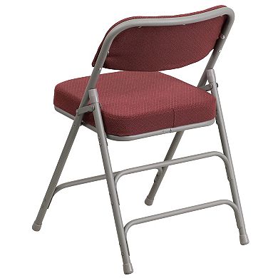 Emma and Oliver 4 Pack Premium Curved Triple Braced & Hinged Fabric Upholstered Metal Folding Chair