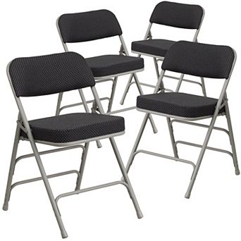 Emma and Oliver 4 Pack Premium Curved Triple Braced & Hinged Fabric Upholstered Metal Folding Chair