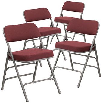Emma and Oliver 4 Pack Premium Curved Triple Braced & Hinged Fabric Upholstered Metal Folding Chair