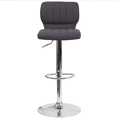 Emma And Oliver 2 Pack Contemporary Vinyl Adjustable Height Barstool With Vertical Stitch Back