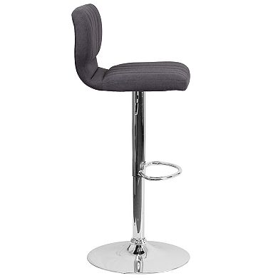 Emma And Oliver 2 Pack Contemporary Vinyl Adjustable Height Barstool With Vertical Stitch Back