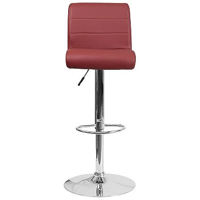 Emma and Oliver 2 Pack Contemporary Vinyl Adjustable Height Barstool with Rolled Seat and Chrome Base
