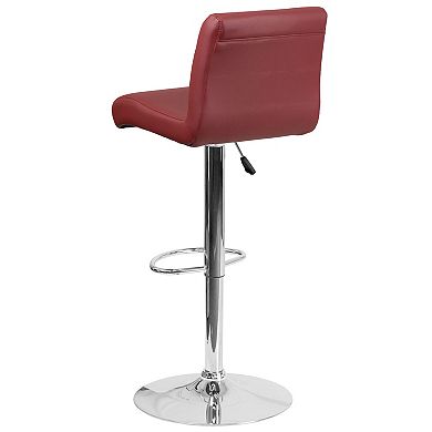 Emma and Oliver 2 Pack Contemporary Vinyl Adjustable Height Barstool with Rolled Seat and Chrome Base
