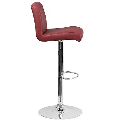 Emma and Oliver 2 Pack Contemporary Vinyl Adjustable Height Barstool with Rolled Seat and Chrome Base