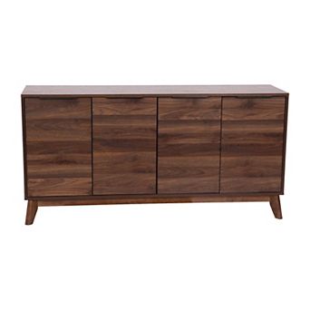 Emma and Oliver Beverly Mid-Century Modern Buffet/TV Stand with Soft Close Doors & Shelving