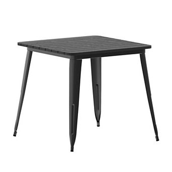 Emma and Oliver Drew Indoor/Outdoor Dining Table, All Weather Poly Resin Top with Steel Base