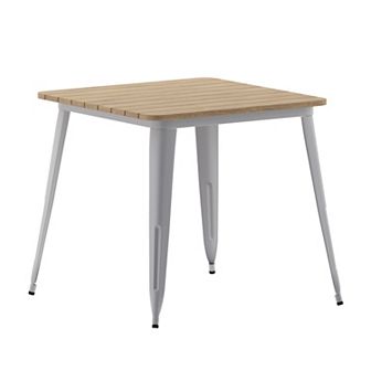 Emma and Oliver Drew Indoor/Outdoor Dining Table, All Weather Poly Resin Top with Steel Base