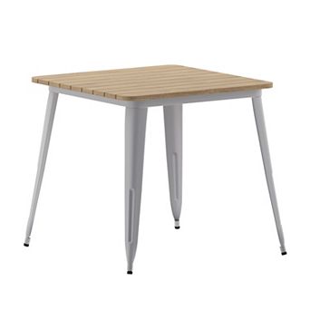 Emma and Oliver Drew Indoor/Outdoor Dining Table, All Weather Poly Resin Top with Steel Base