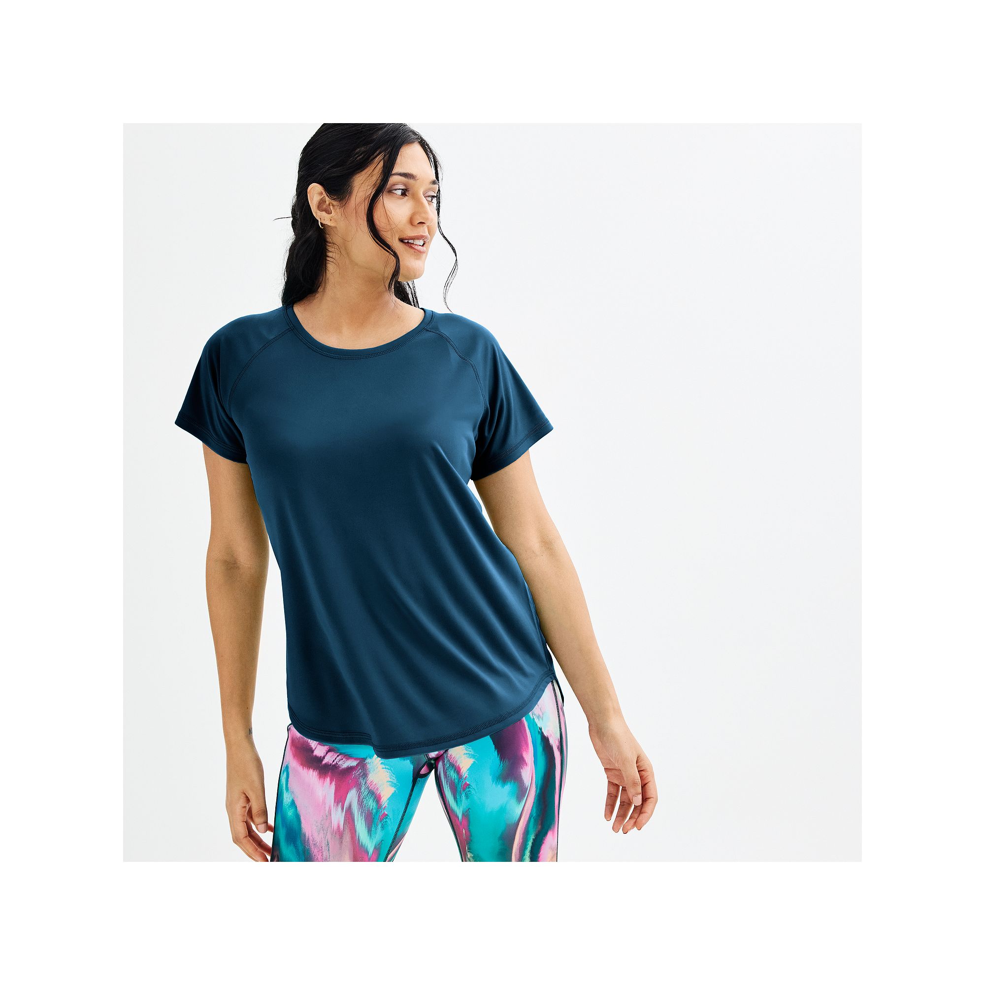 Womens Tek Gear® Performance Dry Tek Tee, Size: Small, Blue Crayon
