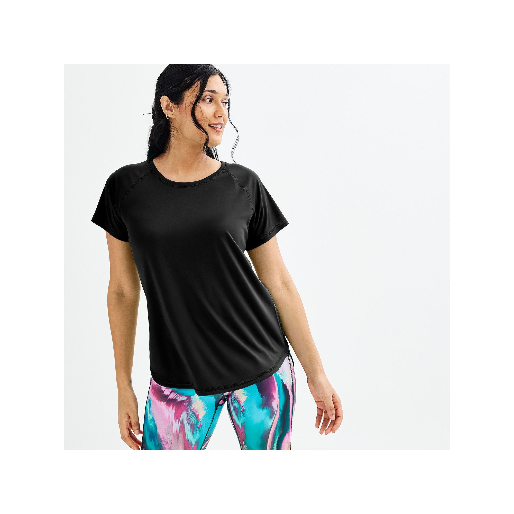 Womens Tek Gear® Performance Dry Tek Tee, Size: XS, Mineral Black
