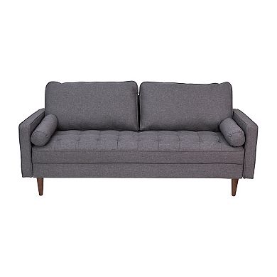 Emma and Oliver Holden Upholstered Mid-Century Modern Pocket Spring Sofa with Wooden Legs and Removable Back Cushions