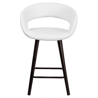 Emma and Oliver 2 Pk. 24'' High Contemporary Vinyl Counter Height Stool with Cappuccino Wood Frame