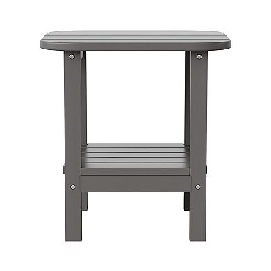 Emma and Oliver Tiverton Two Tier Polyresin Adirondack Side Table - All-Weather for Indoor/Outdoor Use
