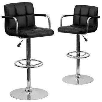 Emma And Oliver Adjustable Bar Stools Set Of 2 counter Height Barstools With Back And Armrest