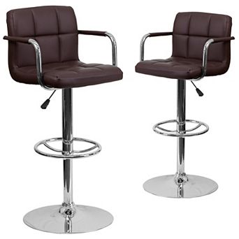 Emma And Oliver Adjustable Bar Stools Set Of 2 counter Height Barstools With Back And Armrest