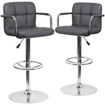 Emma And Oliver Adjustable Bar Stools Set Of 2 counter Height Barstools With Back And Armrest