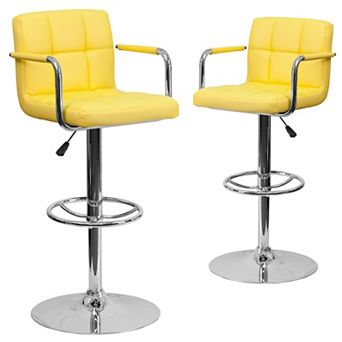 Emma And Oliver Adjustable Bar Stools Set Of 2 counter Height Barstools With Back And Armrest