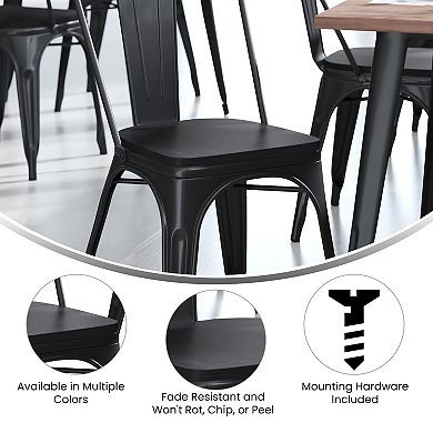 Emma and Oliver Carew All-Weather Durable Polyresin Seat for Colorful Metal Dining Chairs, Counter Stools and Bar Stools