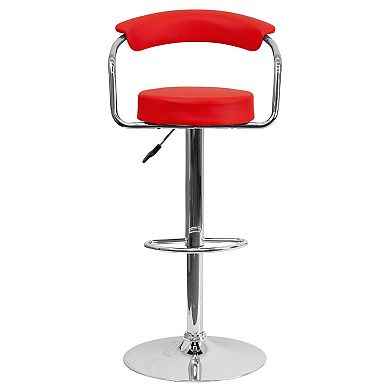Emma and Oliver 2 Pack Contemporary Vinyl Adjustable Height Barstool with Arms and Chrome Base