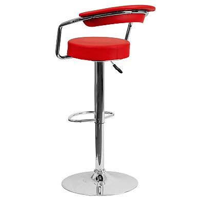 Emma and Oliver 2 Pack Contemporary Vinyl Adjustable Height Barstool with Arms and Chrome Base