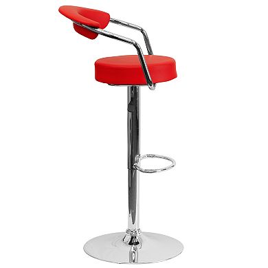 Emma and Oliver 2 Pack Contemporary Vinyl Adjustable Height Barstool with Arms and Chrome Base