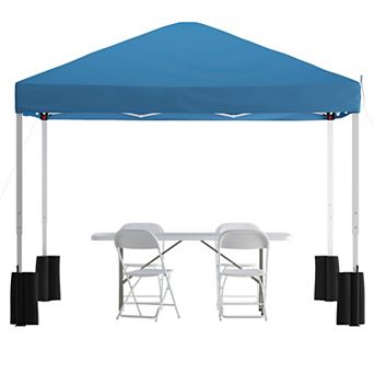 Emma and Oliver Outdoor Event/Tailgate Set with Pop Up Event Canopy with Wheeled Case, Bi-Fold Table and 4 Folding Chairs