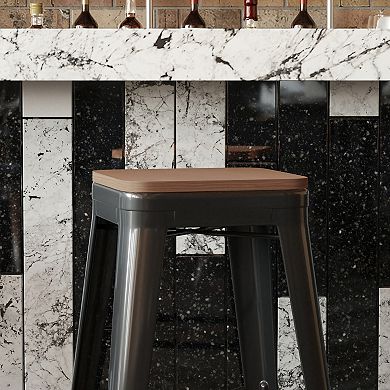 Emma and Oliver Stryde All-Weather Durable Polyresin Seat for Colorful Metal Dining Chairs, Counter Stools and Bar Stools