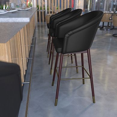 Emma and Oliver Arsinoe Upholstered Bar Height Dining Stool with Wood Frame - Set of 2