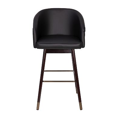 Emma and Oliver Arsinoe Upholstered Bar Height Dining Stool with Wood Frame - Set of 2