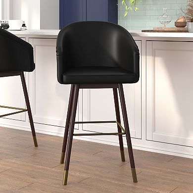 Emma and Oliver Arsinoe Upholstered Bar Height Dining Stool with Wood Frame - Set of 2