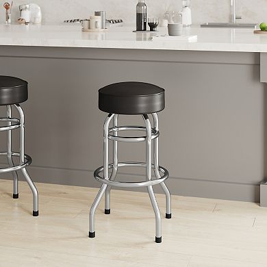 Emma And Oliver 2 Pack Double Ring Chrome Barstool