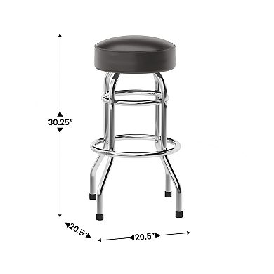 Emma And Oliver 2 Pack Double Ring Chrome Barstool