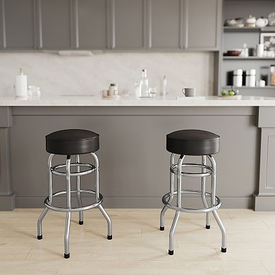 Emma And Oliver 2 Pack Double Ring Chrome Barstool