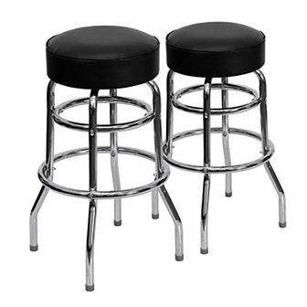 Emma And Oliver 2 Pack Double Ring Chrome Barstool
