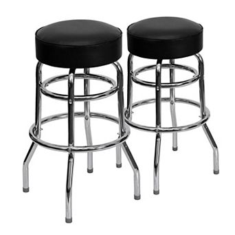 Emma And Oliver 2 Pack Double Ring Chrome Barstool