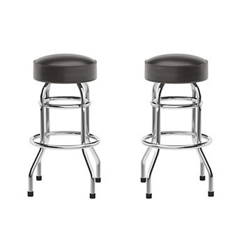 Emma And Oliver 2 Pack Double Ring Chrome Barstool