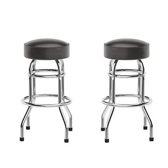 Emma And Oliver 2 Pack Double Ring Chrome Barstool