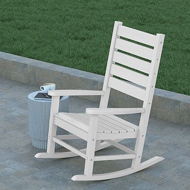 Emma and Oliver Florian Set of 2 Contemporary Rocking Chairs, All-Weather HDPE Indoor/Outdoor Rockers