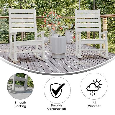 Emma and Oliver Florian Set of 2 Contemporary Rocking Chairs, All-Weather HDPE Indoor/Outdoor Rockers