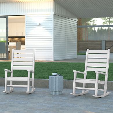 Emma and Oliver Florian Set of 2 Contemporary Rocking Chairs, All-Weather HDPE Indoor/Outdoor Rockers