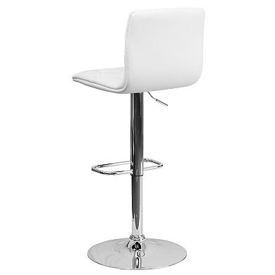 Emma and Oliver 2 Pack Contemporary Button Tufted Vinyl Adjustable Height Barstool with Chrome Base